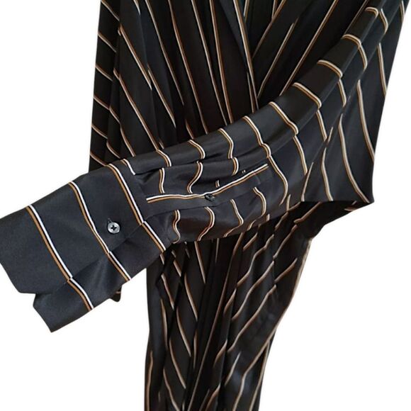 A.L.C. 'Nico' Surplice Long Sleeve Striped Silk Dress, Size 4, Black/White/Brown - Picture 8 of 9